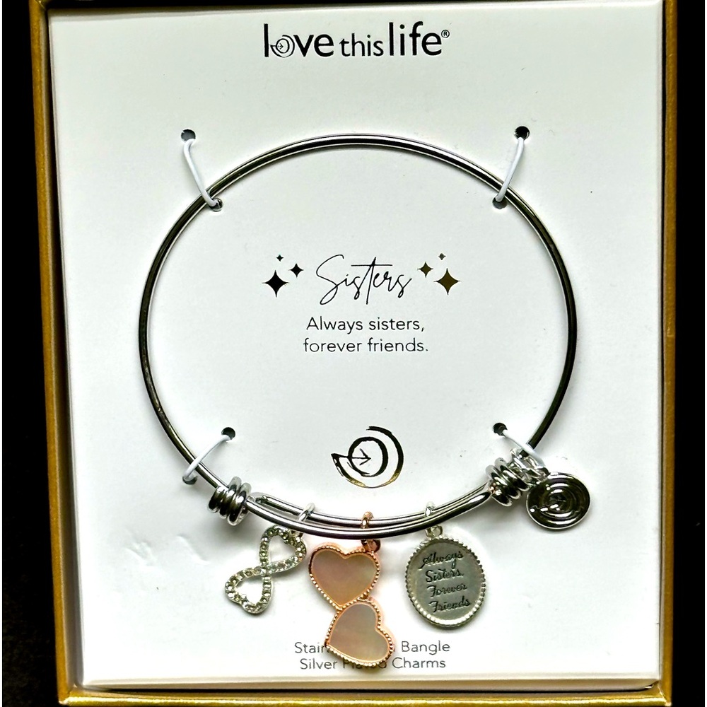 NEW "Sisters" Silver Charm Bracelet